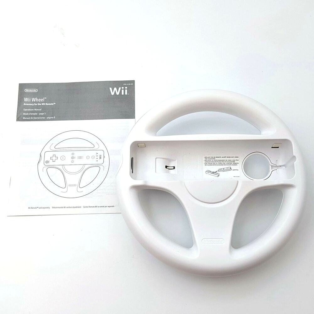 White Nintendo Wii Racing Wheel for Wiimote Remote 2015 w Assembly Instructions